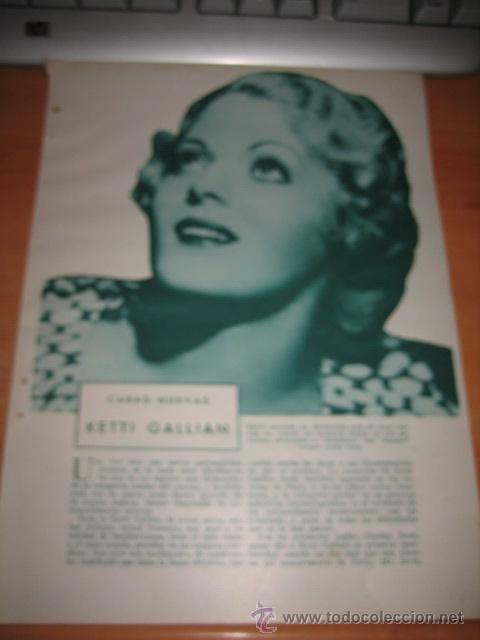 Collezionismo di Riviste e Giornali: LA ACTRIZ KETTI GALLIAN  HOJA DE LA REVISTA BLANCO Y NEGRO 1934