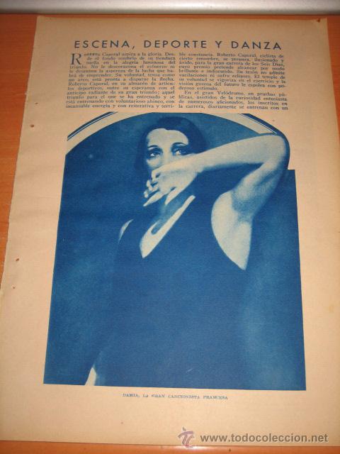 Collezionismo di Riviste e Giornali: DAMIA LA GRAN CANCIONISTA FRANCESA  HOJA DE LA REVISTA BLANCO Y NEGRO 1935