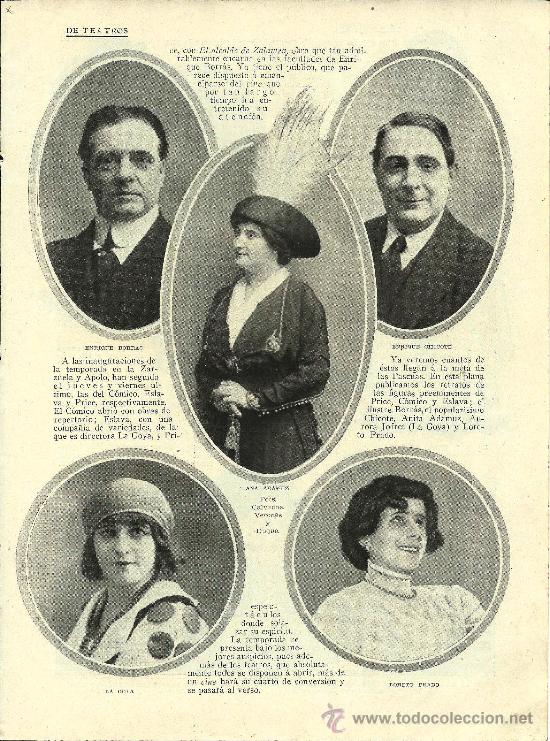 Coleccionismo de Revistas y Peri&oacute;dicos: * TEATRO * Enrique Borr&aacute;s, Enrique Chicote, Loreto Prado, La Goya, Ana Adamuz&hellip;- 1913