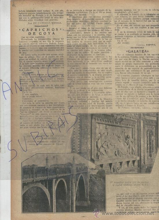 Coleccionismo de Revistas y Peri&oacute;dicos: ABC.A&Ntilde;O 1938. GUERRA CIVIL. DOS FOTOS DE TERUEL.AMANTES DE TERUEL.ESTADO LIBRE DE IRLANDA.