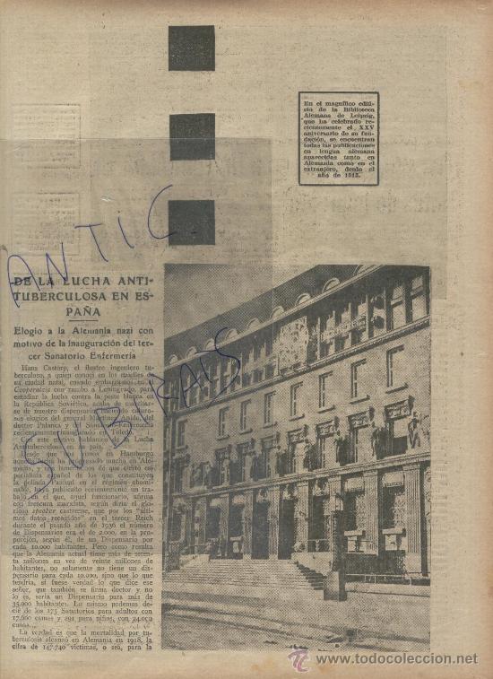 Coleccionismo de Revistas y Peri&oacute;dicos: ABC 1938 GUERRA CIVIL.LUCHA ANTITUBERCULOSA EN ESPA&Ntilde;A.GENERAL MARTINEZ ANIDO.SANATONIO EN TOLEDO