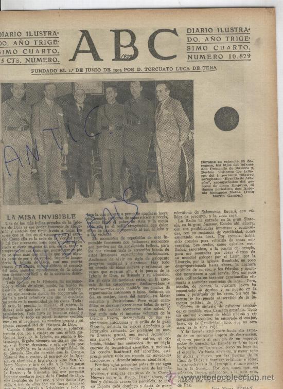 Coleccionismo de revistas y peri&oacute;dicos: ABC.1938.GUERRA CIVIL.HERALDO DE ARAGON.RAID DE AVIACION.ROMA.RIO DE JANEIRO.BRASIL.MUSSOLINI.BISEO