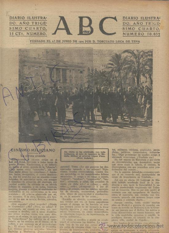 Coleccionismo de Revistas y Peri&oacute;dicos: ABC. A&Ntilde;O 1938. GUERRA CIVIL.MEDALLA MILITAR AL GENERAL LOPEZ PINTO. CADIZ.LIBERACIN DE MALAGA.QUEIPO
