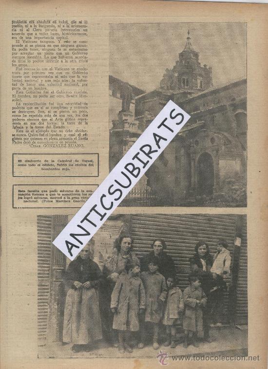 Coleccionismo de Revistas y Peri&oacute;dicos: ABC. A&Ntilde;O 1938.GUERRA CIVIL. RECONQUISTA DE TERUEL POR EL EJERCITO NACIONAL.CATEDRAL.MUELA.