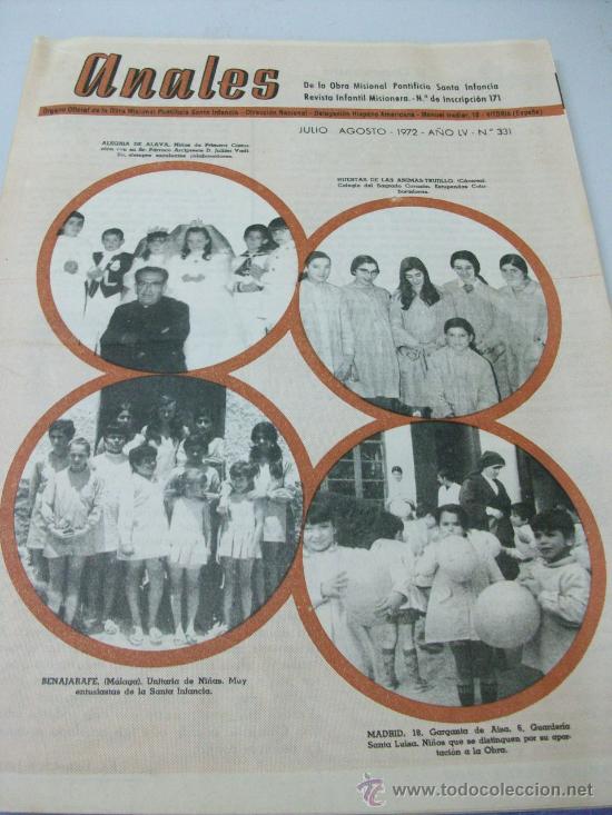 Collezionismo di Riviste e Giornali: REVISTA INFANTIL MISIONERA ANALES - JULIO AGOSTO 1972 -A&Ntilde;O LV-N&ordm; 331