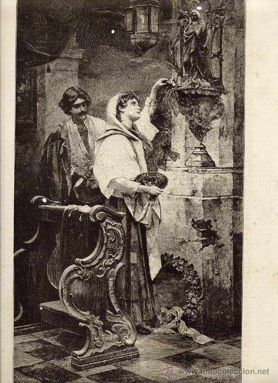 Coleccionismo de revistas y peri&oacute;dicos: OFRENDA A LA MADONA, DE R. FALKENBERG 1887 ILUSTRACION HOJA REVISTA