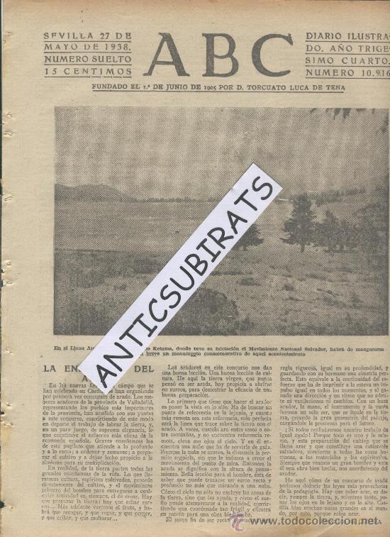 Coleccionismo de revistas y peri&oacute;dicos: ABC.27-05-1938.GUERRA CIVIL.SUBLEVACION NACIONAL.INICIO DE LA GUERRA.MARRUECOS.LLANO AMARILLO.KETAMA