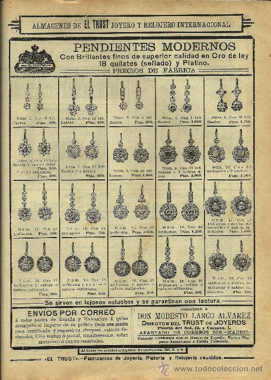 Coleccionismo de Revistas y Peri&oacute;dicos: Publicidad pendientes modernos de Trust de Joyeros   - 1914