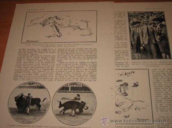 Sammeln von Zeitschriften und Zeitungen: TOROS JOSE BELMONTE EN MEDIA VERONICA.-CONEJITO CON CHICUELO  2 HOJAS DE REVISTA BLANCO Y NEGRO 1928