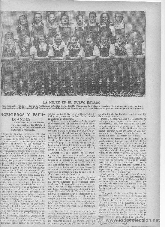 Coleccionismo de revistas y peri&oacute;dicos: ABC.07-06-1938,GUERRA CIVIL.SECCION FEMENINA DE LA FALAGEN. SAN FERNANDO. CADIZ. FOT.LUIS PI&Ntilde;ERO.