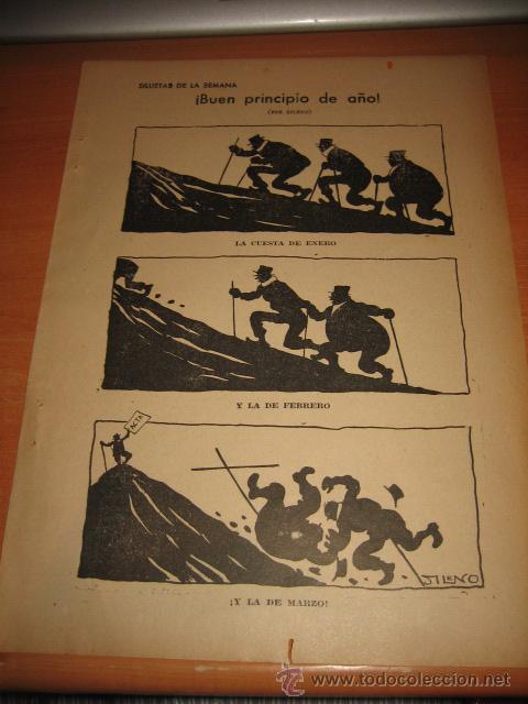 Collection Magazines and Newspapers: BUEN PRINCIPIO DE A&Ntilde;O POR SILENO HOJA DE REVISTA BLANCO Y NEGRO  1936