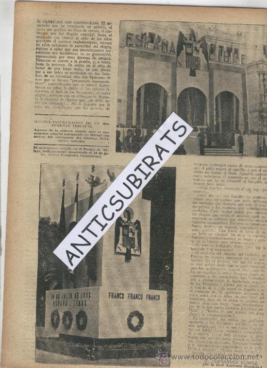 Coleccionismo de revistas y peri&oacute;dicos: ABC.31-07-1938.GUERRA CIVIL. MONUMENTOS FASCISTA EN MALAGA.FOT. FERNANDEZ CASAMAYOR.