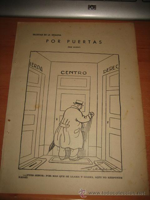 Coleccionismo de Revistas y Peri&oacute;dicos: SILUETAS DE LA SEMANA.POR PUERTAS (POR SILENO) HOJA DE REVISTA BLANCO Y NEGRO1936