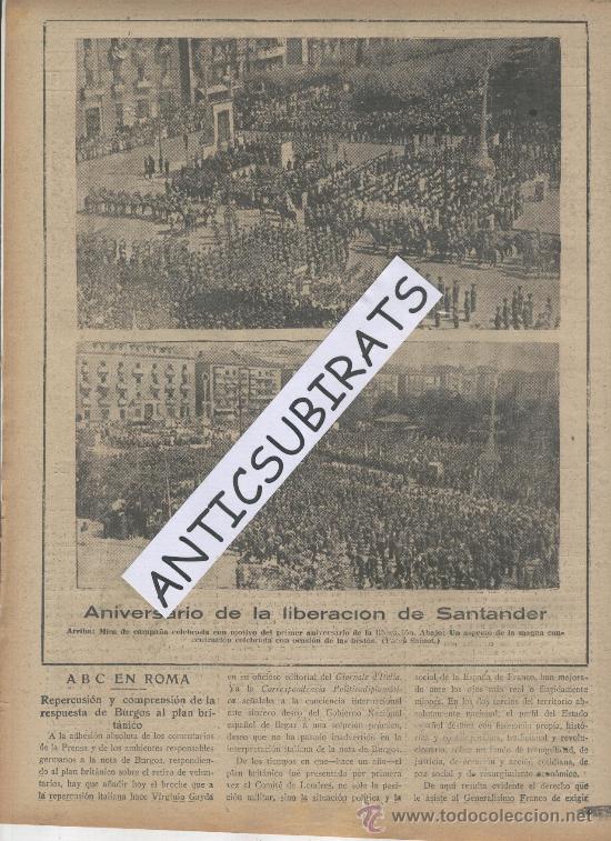 Coleccionismo de Revistas y Peri&oacute;dicos: ABC 31-08-1938 GUERRA CIVIL ANIVERSARIO DE LA LIBERACION DE SANTANDER FOTOS LABORATORIOS ALTER