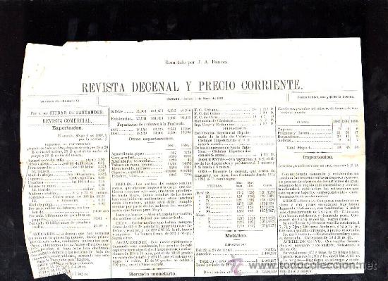Collection Magazines and Newspapers: REVISTA DECENAL Y PRECIO CORRIENTE. POR VAPOR CIUAD DE SANTANDER. HABANA 1887