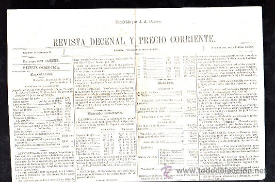Coleccionismo de Revistas y Peri&oacute;dicos: REVISTA DECENAL Y PRECIO CORRIENTE. POR VAPOR SAN AGUSTIN. HABANA 1887