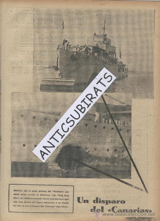 Coleccionismo de Revistas y Peri&oacute;dicos: ABC.10-09-1938.GUERRA CIVIL.BATALLA NAVAL.FOTOS DEL DESTRUCTOR REPUBLICANO J. LUIS DIEZ.CINTA.HUELVA