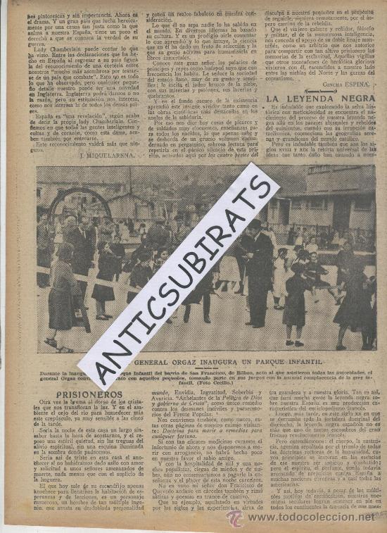 Coleccionismo de revistas y peri&oacute;dicos: ABC.22-09-1938.GUERRA CIVIL.INAUGURACION DE UN PARQUE INFANTIL EN BILBAO.GENERAL ORGAZ.SAN FRANCISCO