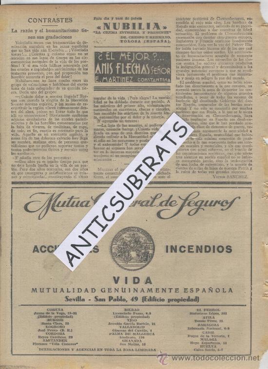 Coleccionismo de revistas y peri&oacute;dicos: ABC.27-09-1938..GUERRA CIVIL.NUBILIA.TOLOSA.ANIS FLECHAS.CONSTANTINA.MUTUA GENERAL DE SEGUROS.