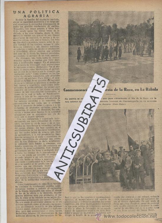 Coleccionismo de revistas y peri&oacute;dicos: ABC.15-10-1938.GUERRA CIVIL.LA FIESTA DE LA RAZA EN LA RABIDA.SERRANO SU&Ntilde;ER EN SAN SEBASTIAN.