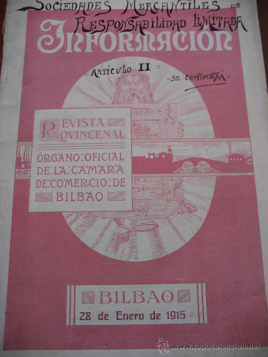 Coleccionismo de revistas y peri&oacute;dicos: Bilbao. Informaci&oacute;n.Organo Oficial de la Camara de Comercio. N&ordf; 28. 1915.