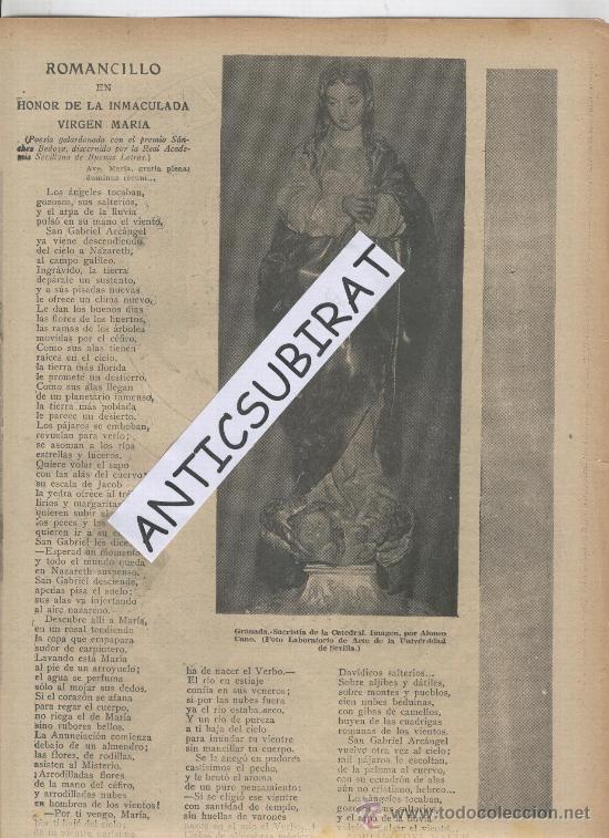 Coleccionismo de Revistas y Peri&oacute;dicos: ABC.08-12-1938.GUERRA CIVIL.GRANADA. CATEDRAL . ALONSO CANO.IMAGEN DE LA VIRGEN.MARTINEZ MONTA&Ntilde;ES.