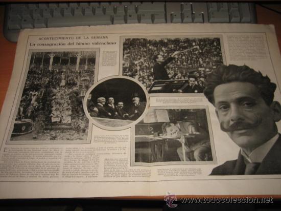 Coleccionismo de Revistas y Peri&oacute;dicos: LA CONSAGRACION DEL HIMNO VALENCIANO ACONTECIMIENTO DE LA SEMANA 2 HOJAS REVISTA NUEVO MUNDO 1925