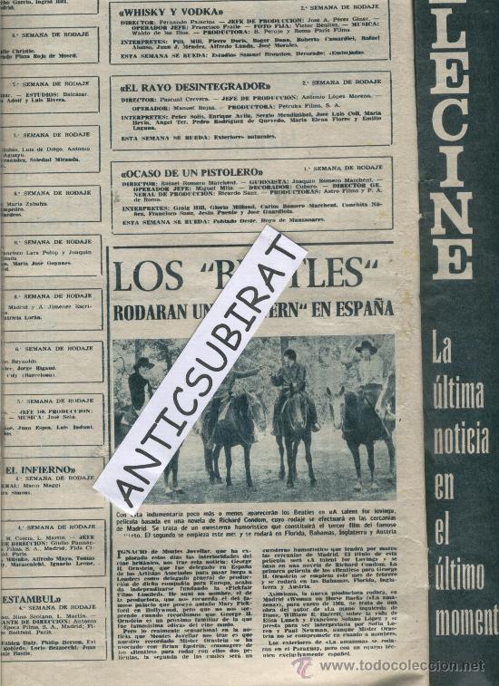 Coleccionismo de Revistas y Peri&oacute;dicos: REVISTA.A&Ntilde;O 1965.PERKINS.GLEN FORD.LOS BEATLES RUEDAN UNA PELICULA EN MADRID.WESTERN.ESPA&Ntilde;OL.CINE.