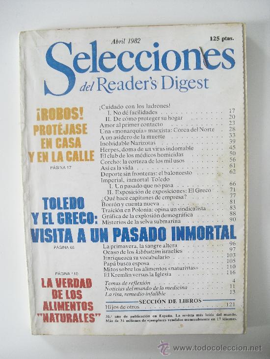 Coleccionismo de Revistas y Peri&oacute;dicos: Selecciones del Readers Digest. Abril de 1982