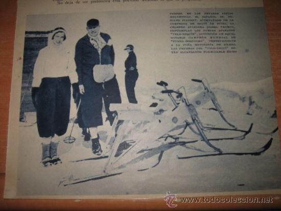Coleccionismo de revistas y peri&oacute;dicos: ESPA&Ntilde;OL SR. SORIANO Y LA AVIADORA Y CAMPEONA DE ESQUI  ISABEL TRUHOJA DE REVISTA BLANCO Y NEGRO 1934