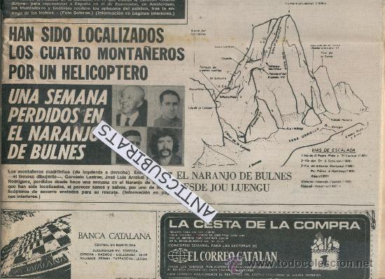 Coleccionismo de revistas y peri&oacute;dicos: PERIODICO.A&Ntilde;O 1970.RESCATE DE MONTA&Ntilde;EROS.ALPINISTAS.NARANJO DE BULNES.PICOS DE EUROPA.CABRALES.,