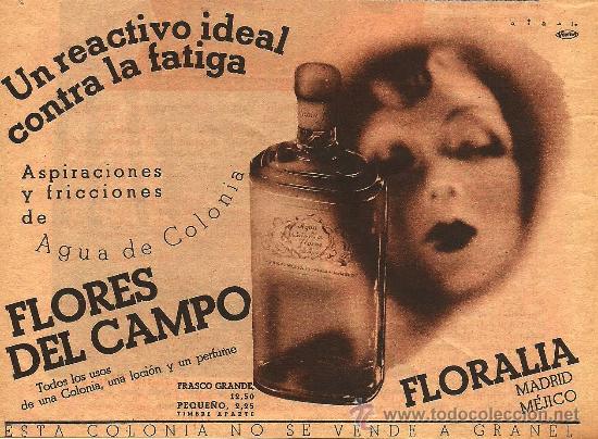Coleccionismo de revistas y peri&oacute;dicos: Publicidad agua de colonia Flores del Campo de Floralia / dibujo de Ribas - 1935
