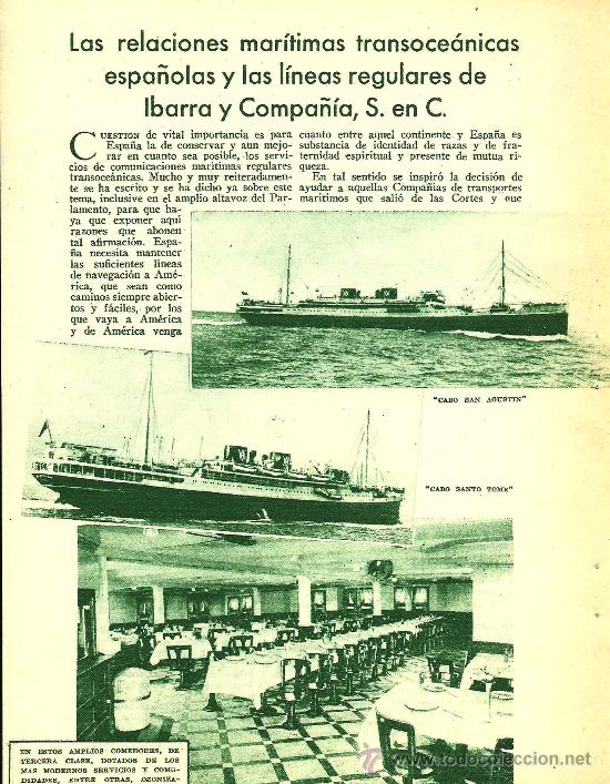 Collectionnisme de Revues et Journaux: * COMPA&Ntilde;&Iacute;AS DE NAVEGACI&Oacute;N * L&iacute;neas regulares de Ibarra y Compa&ntilde;&iacute;a - 1935