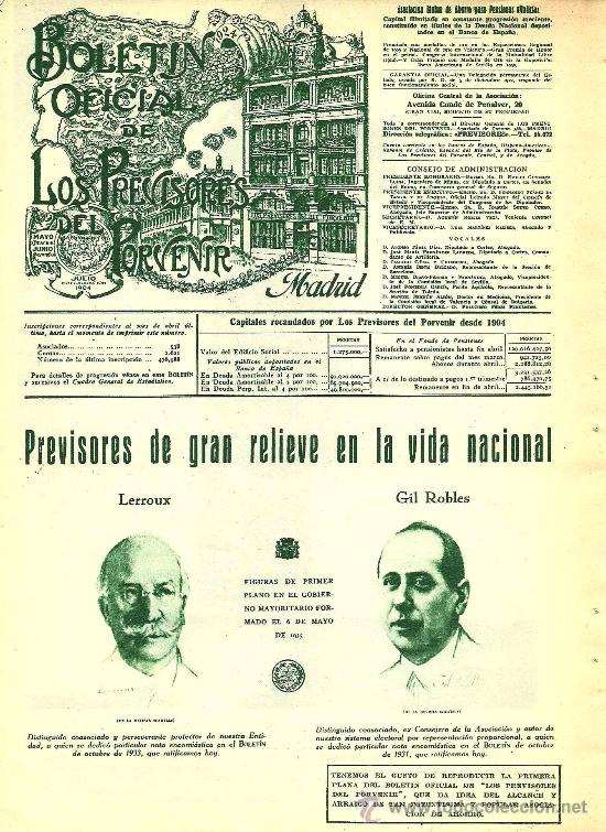 Collectionnisme de Revues et Journaux: Reproducci&oacute;n de la primera plana del bolet&iacute;n Los Previsores del Porvenir- 1935
