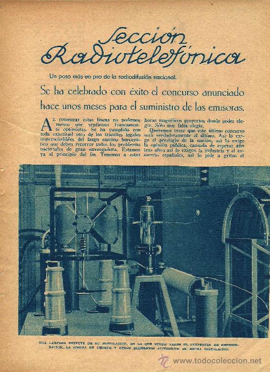 Coleccionismo de revistas y peri&oacute;dicos: * RADIO * Secci&oacute;n radiotelef&oacute;nica: Torres gigantes, concurso para el suministro de emisoras ..- 1935