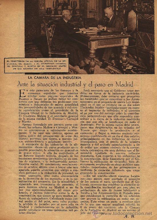 Coleccionismo de revistas y peri&oacute;dicos: Ante la situaci&oacute;n industrial y el paro en Madrid- 1935