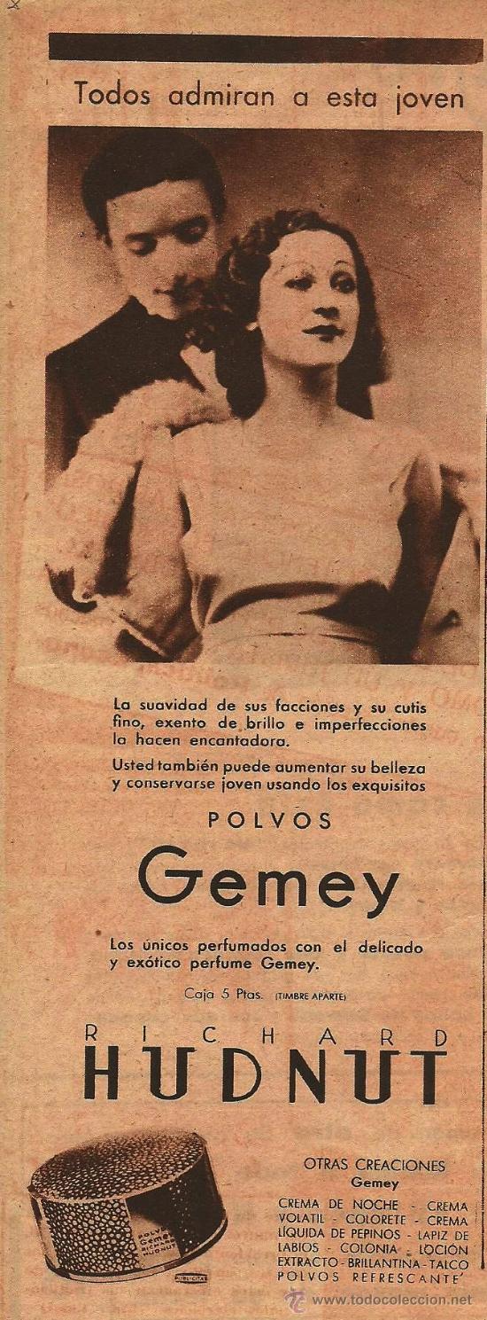 Coleccionismo de revistas y peri&oacute;dicos: Publicidad cosm&eacute;tica: polvos Gemey de Richard Hudnut- 1935