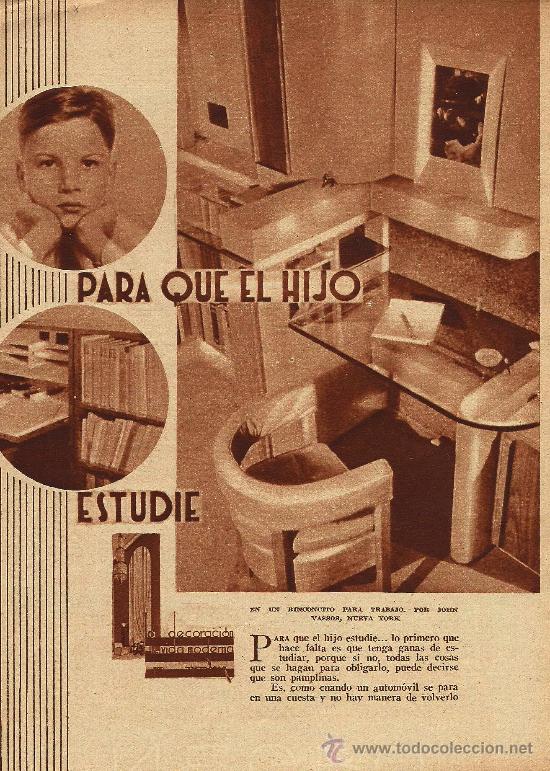 Coleccionismo de revistas y peri&oacute;dicos: * DECORACI&Oacute;N INTERIORES * Para que el hijo estudie - 1935