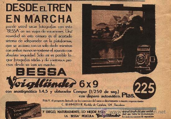 Coleccionismo de revistas y peri&oacute;dicos: * FOTOGRAF&Iacute;A * Publicidad c&aacute;mara fotogr&aacute;fica Bessa Voigh&auml;nder - 1935