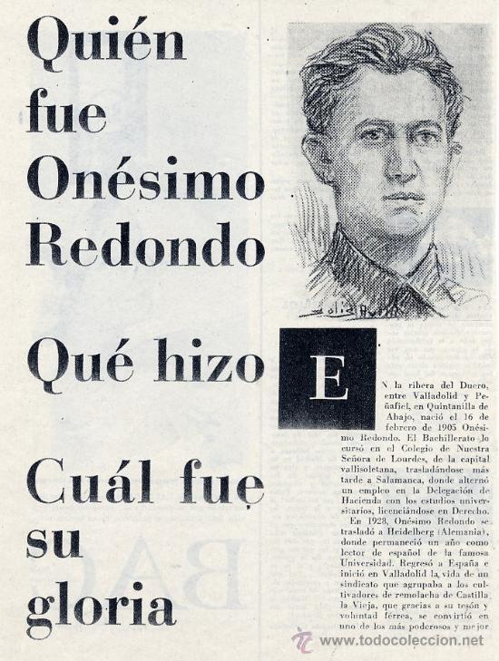Collezionismo di Riviste e Giornali: ONESIMO REDONDO -JOSE ANTONIO  2 HOJAS REVISTA