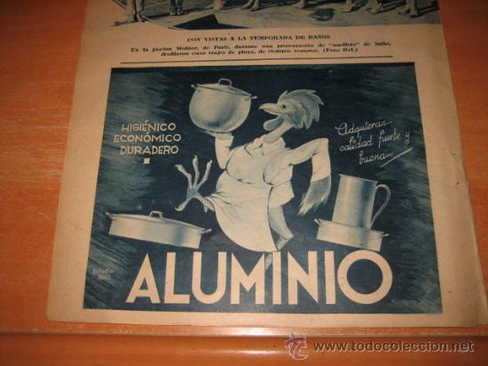 Sammeln von Zeitschriften und Zeitungen: BATERIA DE COCINA ALUMINIO PUBLICIDAD  HOJA DE REVISTA BLANCO Y NEGRO 1934