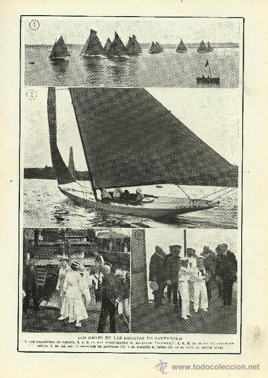 Coleccionismo de revistas y peri&oacute;dicos: * SANTANDER * Los reyes ( Alfonso XIII, D. Victoria , infante D. Jaime) en las regatas - 1916