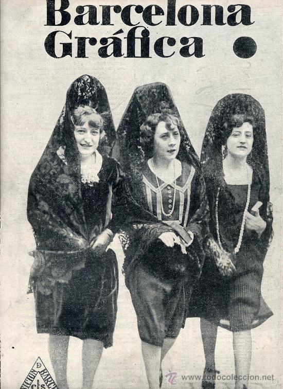 Coleccionismo de Revistas y Peri&oacute;dicos: BARCELONA 1930 MUJERES CON PEINETA SEMANA SANTA HOJA REVISTA