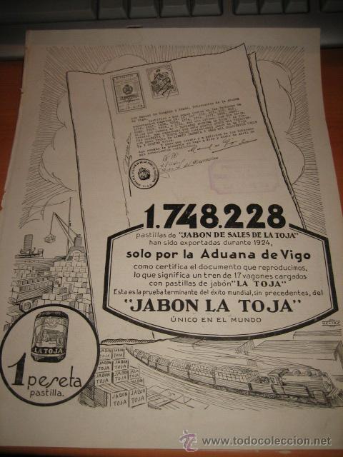 Sammeln von Zeitschriften und Zeitungen: PUBLICIDAD JABONES LA TOJA  HOJA DE REVISTA NUEVO MUNDO 1925