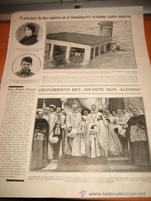 Sammeln von Zeitschriften und Zeitungen: EL ABORDAJE DE DOS VAPORES EN EL GUADALQUIVIR OCASIONA CUATRO MUERTO HOJA REVISTA NUEVO MUNDO 1925