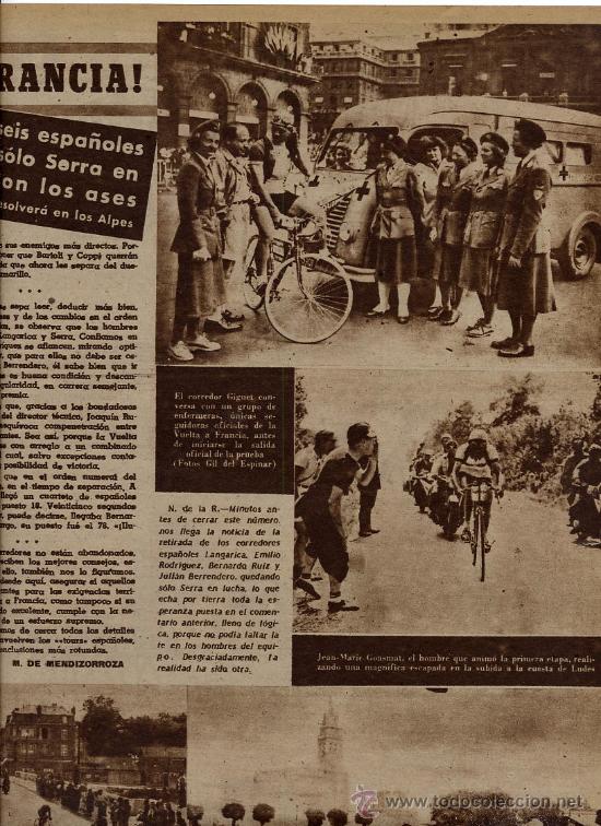 Coleccionismo de revistas y peri&oacute;dicos: CICLISMO 1946 VUELTSA FRANCIA SOLO SERRA HOJA REVISTA