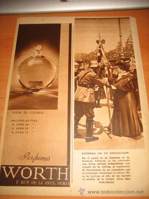 Sammeln von Zeitschriften und Zeitungen: VALENCIA ENTREGA ESTANDARTE AL REGIMIENTO DE INTENDENCIA / WORTH HOJA REVISTA BLANCO Y NEGRO  1935