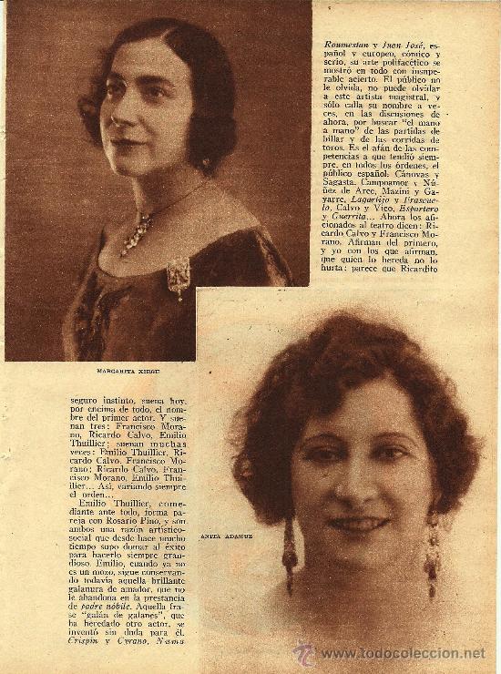 Coleccionismo de Revistas y Peri&oacute;dicos: Por el teatro espa&ntilde;ol ( Rosario Pino, Anita Adamuz, Margarita Xirg&uacute;)/ por Felipe Sassone - 1932