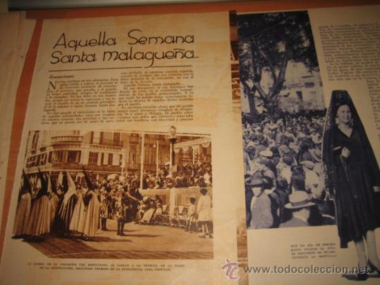 Coleccionismo de Revistas y Peri&oacute;dicos: AQUELLA SEMANA SANTA MALAGUE&Ntilde;A 2 HOJAS  DE REVISTA BLANCO Y NEGRO 1933