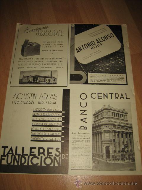 Collection Magazines and Newspapers: PUBLICIDAD VARIADA BERAZA HER.BILBAO,ENVASES SERRAN  HOJA  REVISTA VERTICE N&ordm; EXTRAORDINARIO DE 1937
